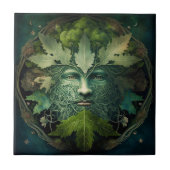 Green Man Mandala Fantasy Art Tegeltje (Voorkant)