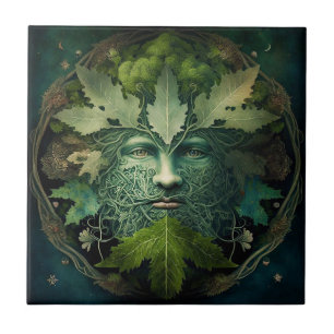 Green Man Mandala Fantasy Art Tegeltje