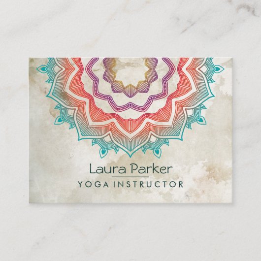 Green Mandala Art Yoga Instructor Holistic Visitekaartje (Voorkant)