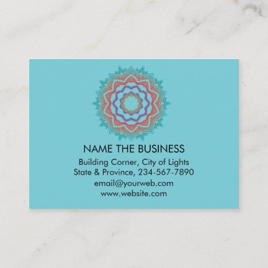 Green Mandala Art Yoga Instructor Holistic Visitekaartje (Achterkant)