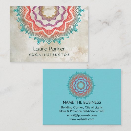 Green Mandala Art Yoga Instructor Holistic Visitekaartje (Voorkant / Achterkant)