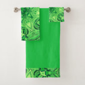 Green Mandala Bath Towel Set Bad Handdoek (Insitu)