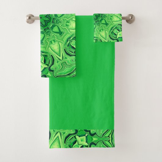 Green Mandala Bath Towel Set Bad Handdoek (Insitu)