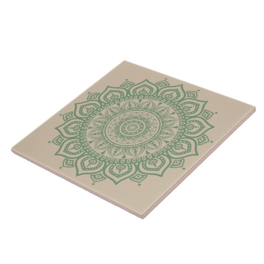 Green Mandala Ceramic Tegel Tegeltje (Zijkant)