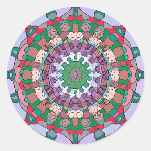 Green Mandala Classic Round Sticker (Voorkant)