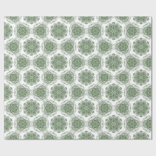 Green Mandala Floral Cadeaupapier (Vlak)