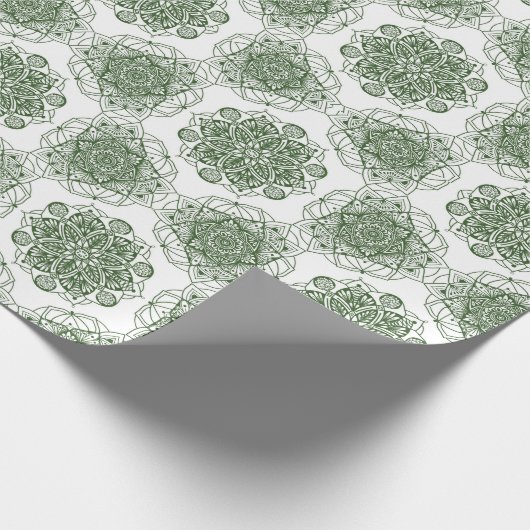 Green Mandala Floral Cadeaupapier (Hoek)