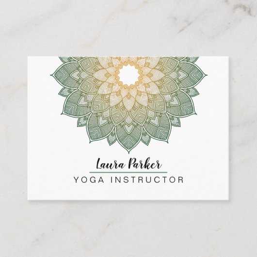 Green Mandala Lotus Meditation Holistic Yoga Visitekaartje (Voorkant)