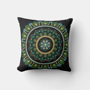 Green Mandala met de hand beschilderd Heilige Kussen