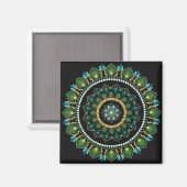 Green Mandala | met de hand beschilderd | Heilige Magneet (Voorkant / Achterkant)