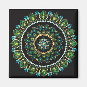Green Mandala met de hand beschilderd Heilige Magneet