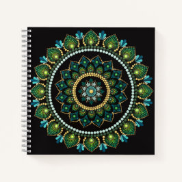 Green Mandala | met de hand beschilderd | Heilige  Notitieboek