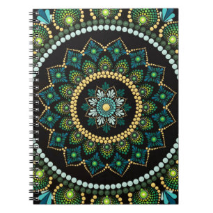 Green Mandala   met de hand beschilderd   Heilige  Notitieboek