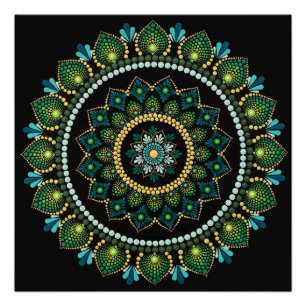 Green Mandala met de hand beschilderd Heilige Perfect Poster