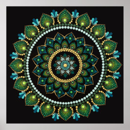 Green Mandala | met de hand beschilderd | Heilige  Poster