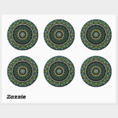 Green Mandala | met de hand beschilderd | Heilige  Ronde Sticker (Vel)