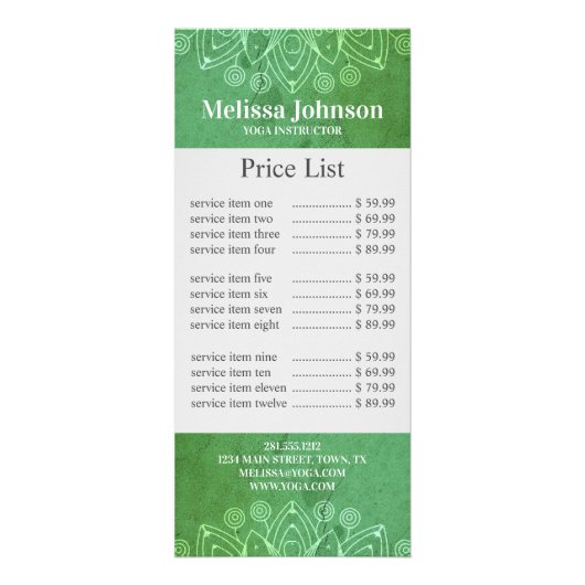 Green Mandala Yoga Meditation Business Reclamekaart (Voorkant)