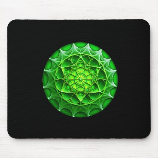 Green Mandelbrot Shield Muismat (Voorkant)