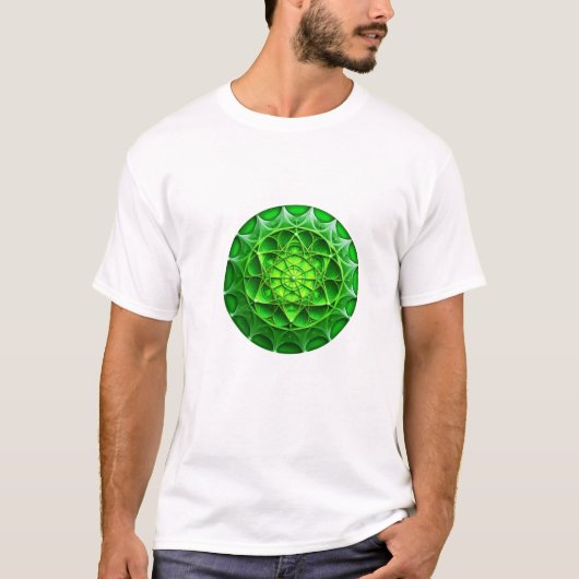 Green Mandelbrot Shield T-shirt (Voorkant)