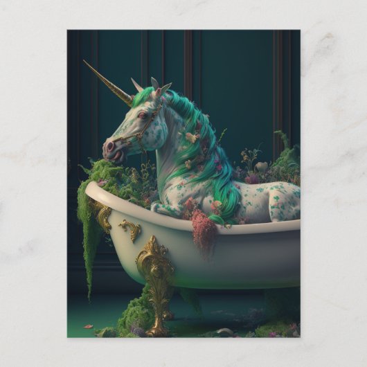 Green Mane Unicorn in het Briefkaart Tub (Voorkant)