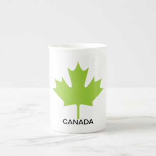 Green Maple Leaf Canada Porselein Kop