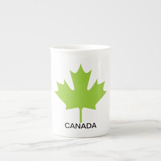Green Maple Leaf Canada Porselein Kop (Voorkant)