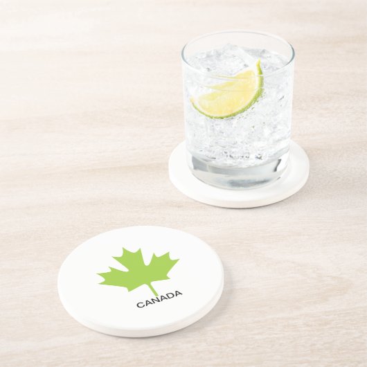 Green Maple Leaf Canada Zandsteen Onderzetter (Zijkant)