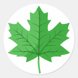 Green Maple Leaf Ronde Sticker