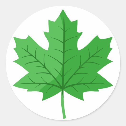 Green Maple Leaf Ronde Sticker (Voorkant)