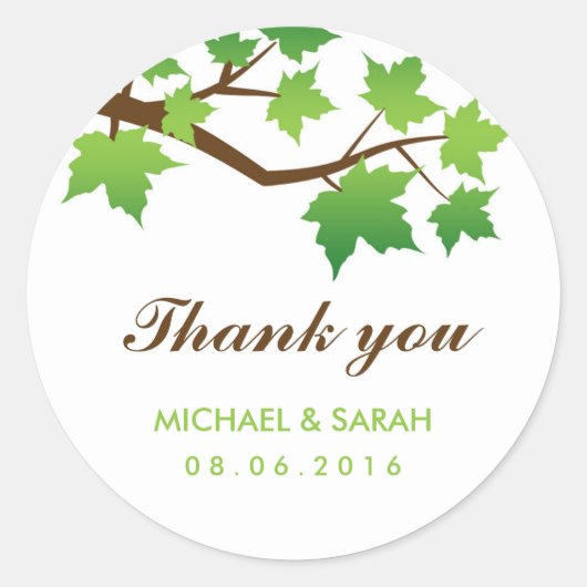 Green Maple Leaves Bedankt Sticker (Voorkant)