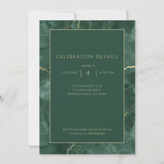 Green Marble 60th Birthday Kaart (Achterkant)