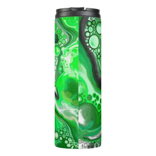 Green Marble Art Digital Fluid Art Fancy Thermosbeker (Achterkant)