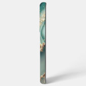 Green marble chic gold glitter monogram samsung galaxy hoesje (Achterkant horizontaal)