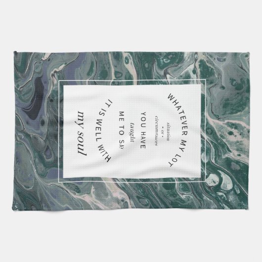 Green Marble Christelijk Hymn Kitchen Towel Theedoek (Horizontaal)