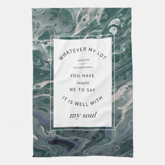 Green Marble Christelijk Hymn Kitchen Towel Theedoek (Verticaal)
