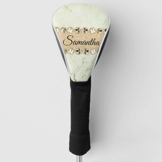Green Marble Diamond Bling Golfheadcover (Voorkant)