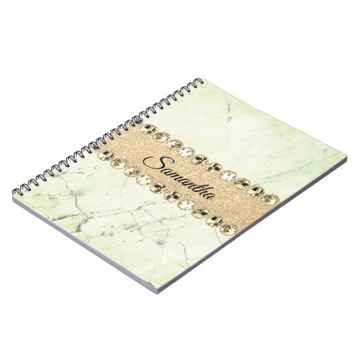 Green Marble Diamond Bling Notitieboek (Linkerzijde)