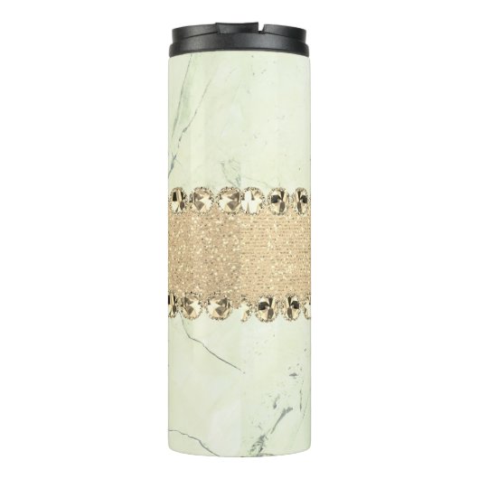 Green Marble Diamond Bling Thermosbeker (Achterkant)