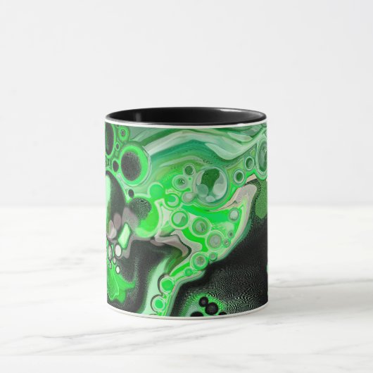 Green Marble Digital Fluid Art Fancy Mok (Midden)