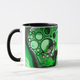 Green Marble Digital Fluid Art Fancy Mok