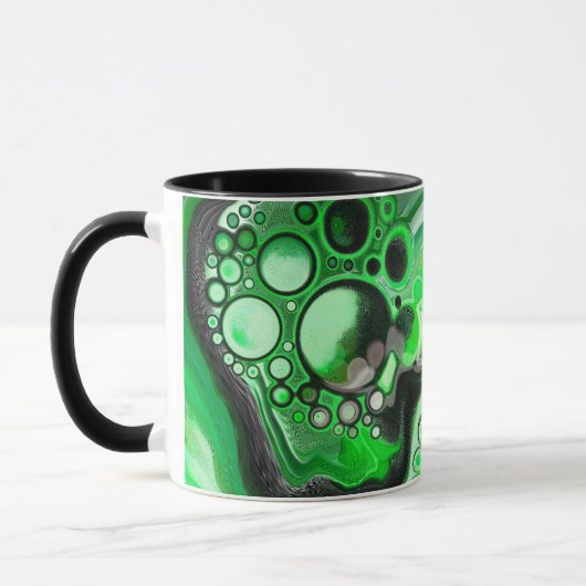 Green Marble Digital Fluid Art Fancy Mok (Links)