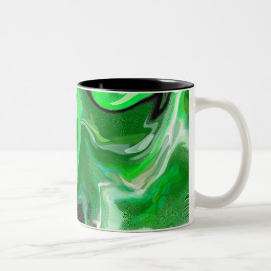 Green Marble Digital Fluid Art Fancy Tweekleurige Koffiemok (Rechts)