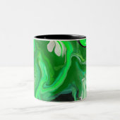 Green Marble Digital Fluid Art Fancy Tweekleurige Koffiemok (Center)