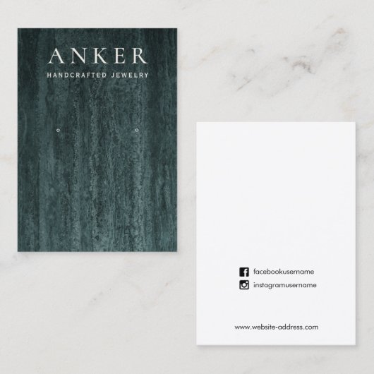 Green Marble Earring Jewelry Display Visitekaartje (Voorkant / Achterkant)