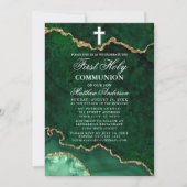 Green Marble Geode Foto First Heilige Communie Kaart (Voorkant)