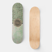 Green Marble Glittery Gold Leopard Custom Persoonlijk Skateboard (Voorkant)