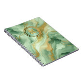 Green Marble Gold Glitter Accenten Naam en Initiaa Notitieboek (Rechterzijde)