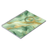 Green Marble Gold Glitter Accenten Naam en Initiaa Notitieboek (Linkerzijde)