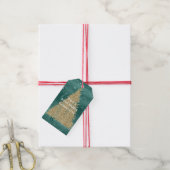 Green Marble Gold Glitter-kerstboom Cadeaulabel (Met Touw)