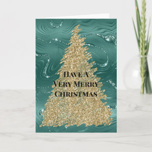 Green Marble Gold Glitter-kerstboom Kaart